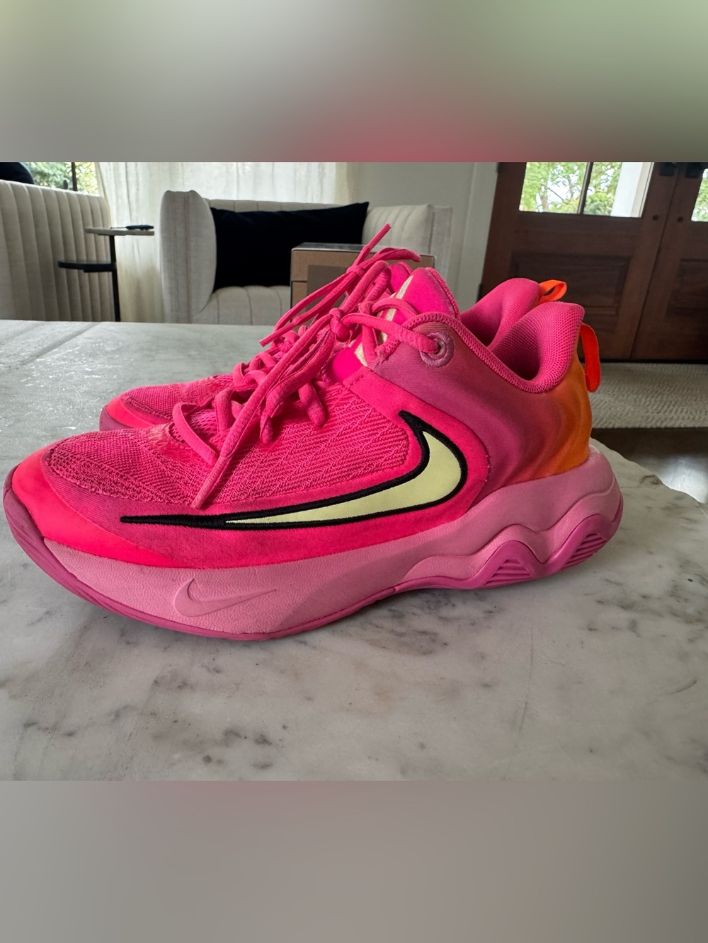 Nike Kids' Vibrant Hot Pink & Yellow Swoosh Sneakers